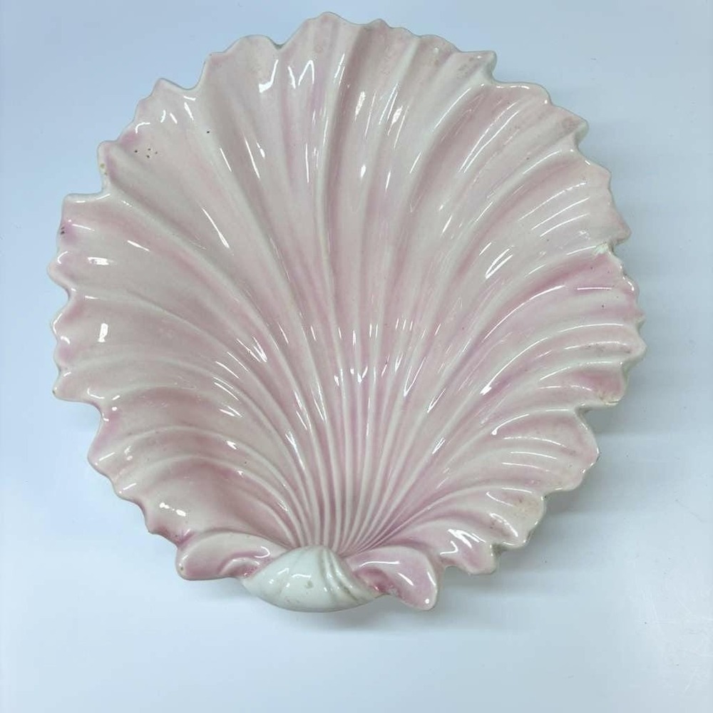 Vintage 80's Trinket Dish Soap Beach Pink Iridescent Pearlescent Seashell *READ*